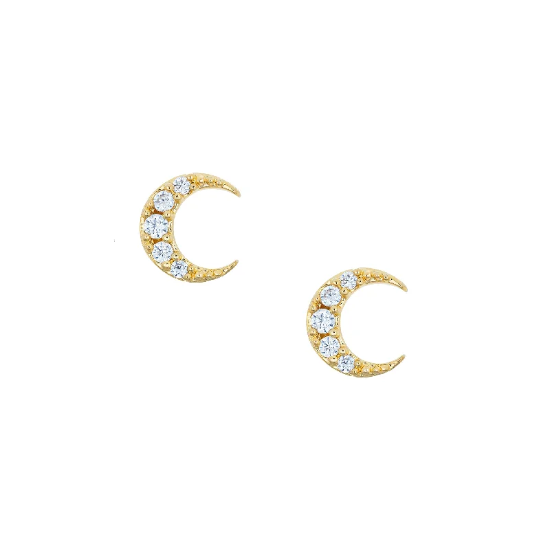 bold crystal earrings for dazzling style -Moon Studs