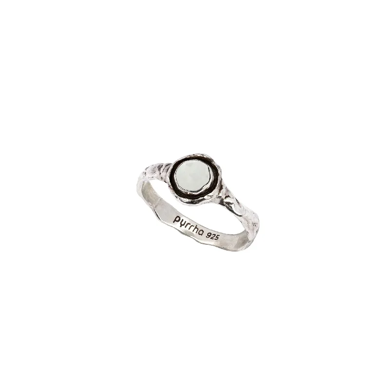 silver wedding rings for men with diamonds-Moonstone Small Faceted Stone Talisman Ring