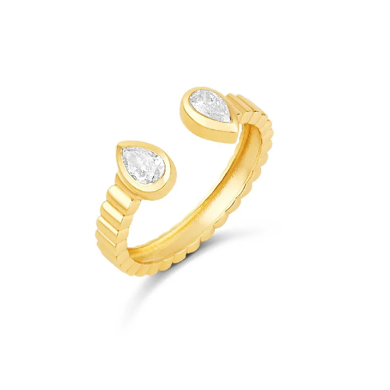 engagement rings with unique designs-Multishape Diamond Bezels Fluted Cuff Ring