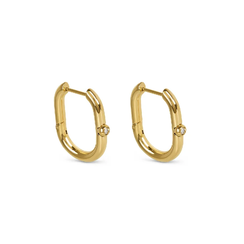 sparkling gemstone studs for a classy finish -Niveus Hoop Earrings - Gold