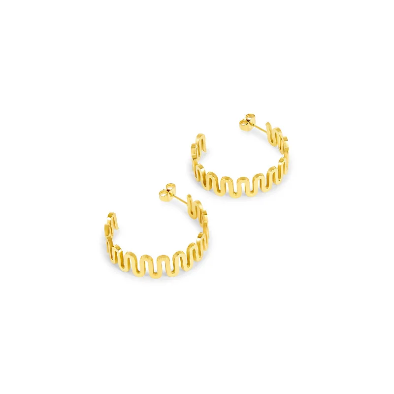 luxurious diamond earrings for elegant glamour -Ripple Hoop Earrings - Gold