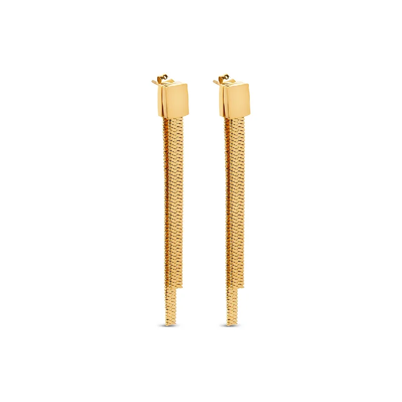 gold stud earrings for sophisticated charm -Tassel Dangle Earrings - Gold