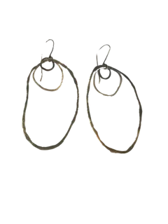 glamorous rhinestone earrings for evening wear -Oval Concentric Circles Earrings