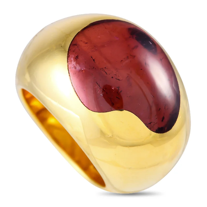 custom rings for men with engravings-Pomellato 18K Yellow Gold Tourmaline Ring PO08-102124