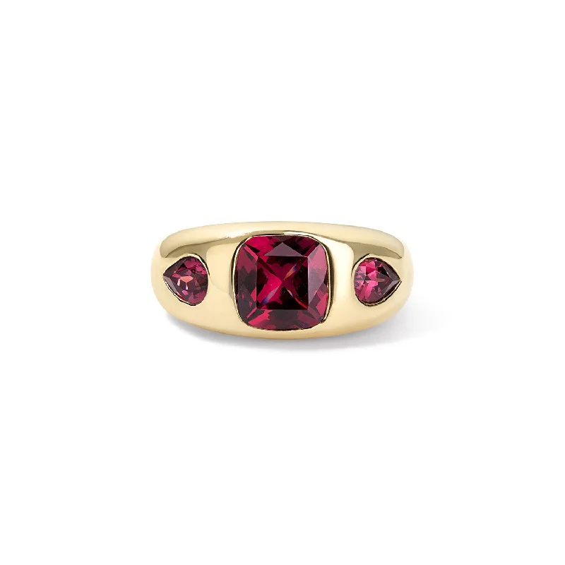 affordable promise rings for men-Rhodolite Trio Ring