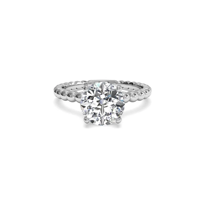 custom wedding rings with diamonds-Fancy Solitaire Round Brilliant Diamond Engagement Ring