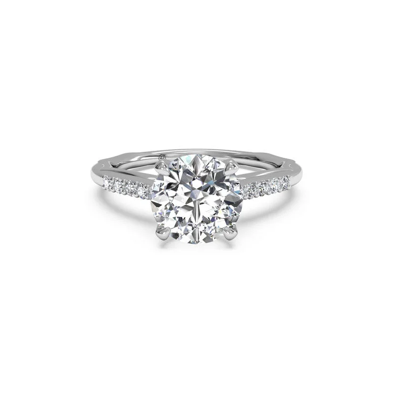 stackable engagement rings with diamonds-Modern French-Set Round Brilliant Diamond Engagement Ring