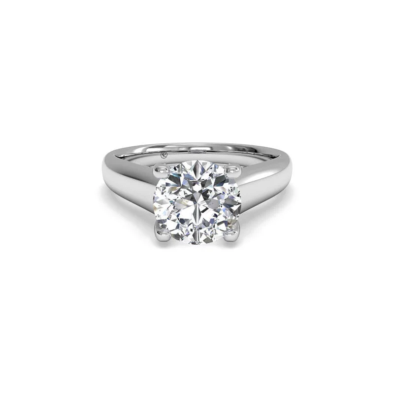 affordable engagement rings with rubies-Pave Tulip Solitaire Round Brilliant Diamond Engagement Ring