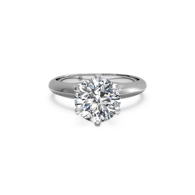 diamond wedding rings with platinum-Six-Prong Knife-Edge Round Brilliant Diamond Ring