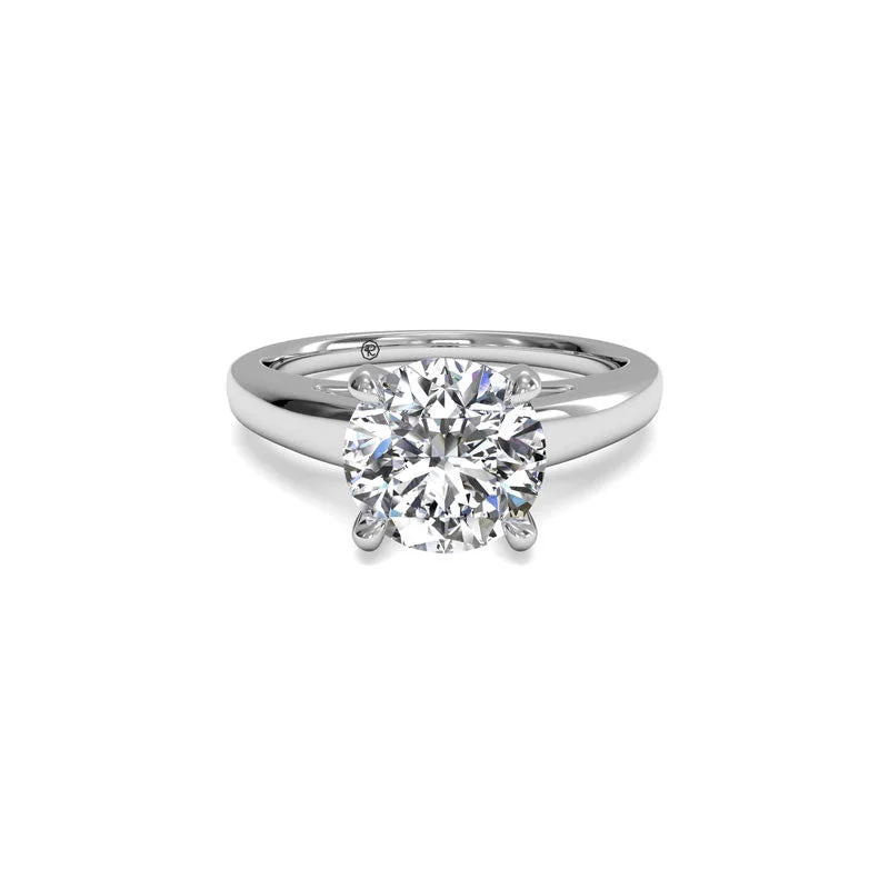 silver rings for men with engraving-Solitaire Cathedral Surprise Diamond Round Engagement Ring