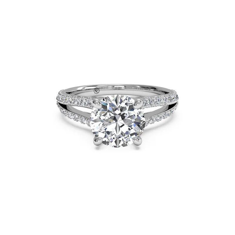 matching silver wedding bands-Split-Shank French-Set Round Brilliant Diamond Engagement Ring