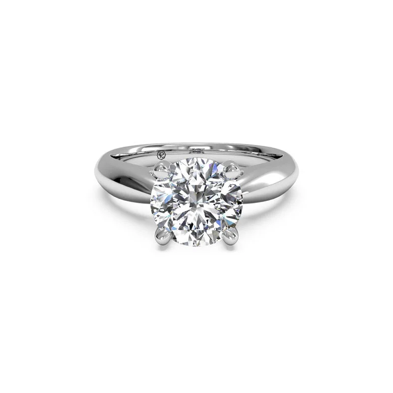 affordable engagement rings with emeralds-Tapered Cathedral Round Brilliant Diamond Engagement Ring