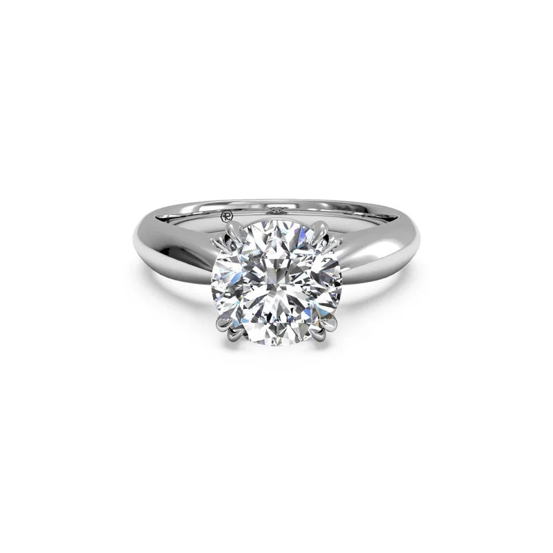 affordable custom wedding bands-Tulip Cathedral Round Brilliant Diamond Engagement Ring