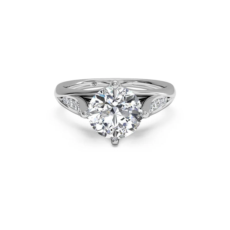 classic promise rings with diamonds-Vintage Tulip Round Brilliant Diamond Engagement Ring