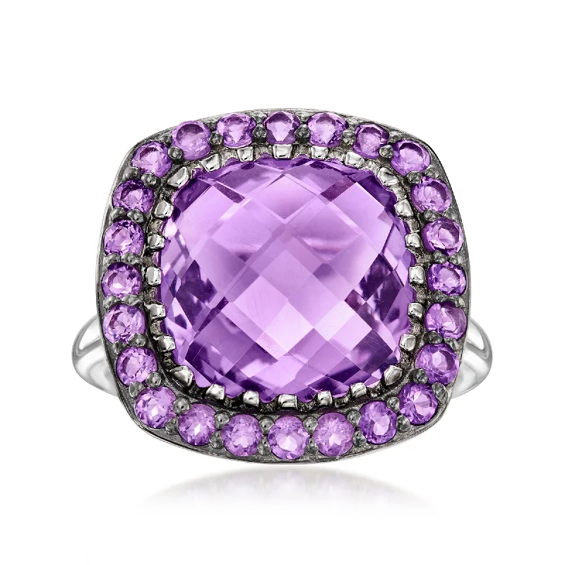 two-tone engagement rings-Ross-Simons Amethyst Ring in Sterling Silver