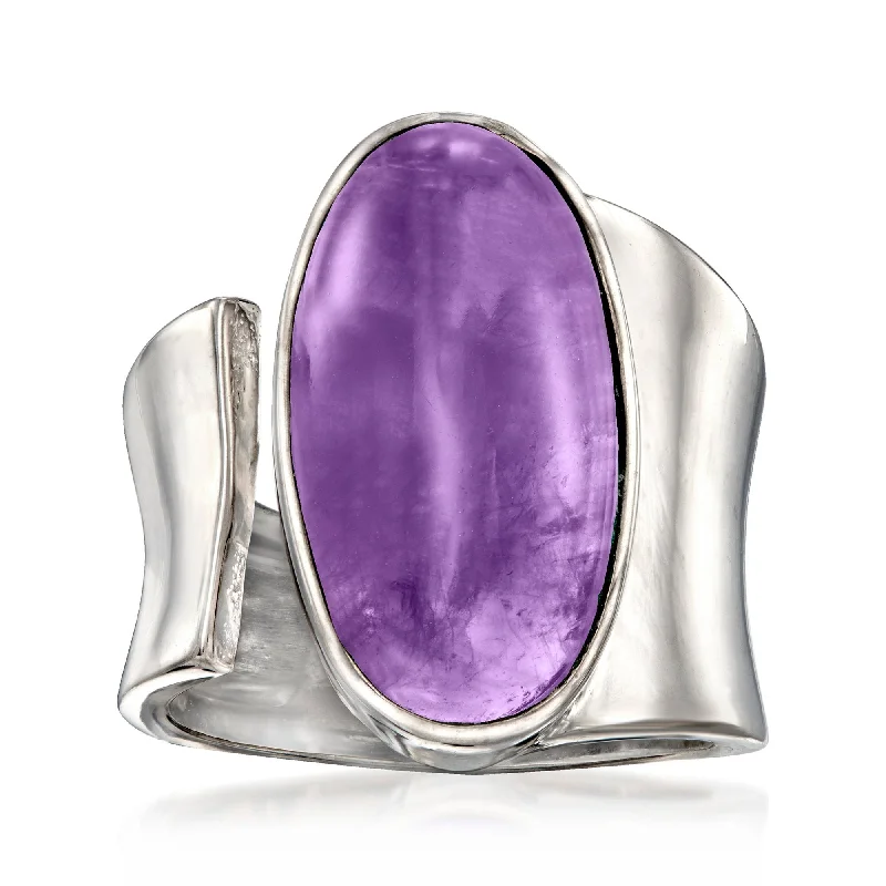 classic engagement rings for couples-Ross-Simons Amethyst Wrap Ring in Sterling Silver