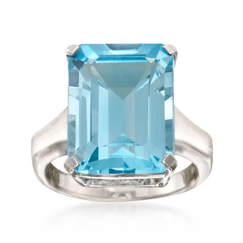 custom wedding rings with diamonds-Ross-Simons Blue Topaz Ring in Sterling Silver