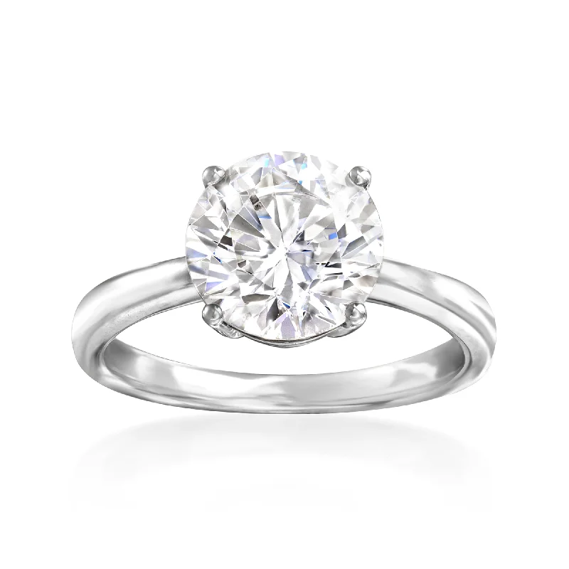 personalized wedding rings for her-Ross-Simons CZ Solitaire Ring in 14kt White Gold