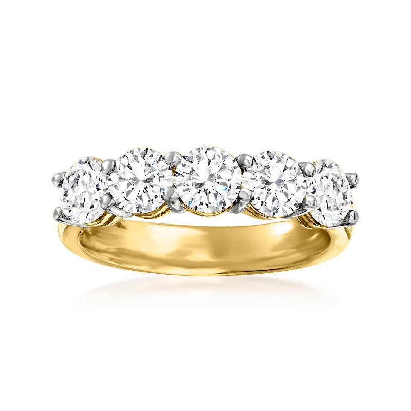 luxury engagement rings for women-Ross-Simons Diamond 5-Stone Ring in 14kt Yellow Gold