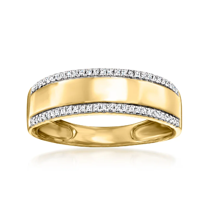 promise rings for couples with gemstones-Ross-Simons Diamond-Edge Ring in 18kt Gold Over Sterling