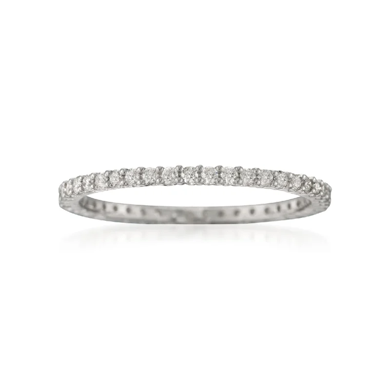 vintage rings with aquamarine stones-Ross-Simons Diamond Eternity Band in 14kt White Gold