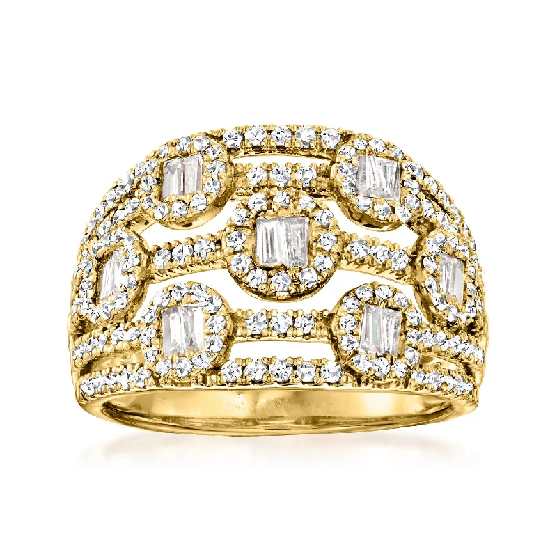 vintage rings for engagements-Ross-Simons Diamond Multi-Row Ring in 14kt Yellow Gold