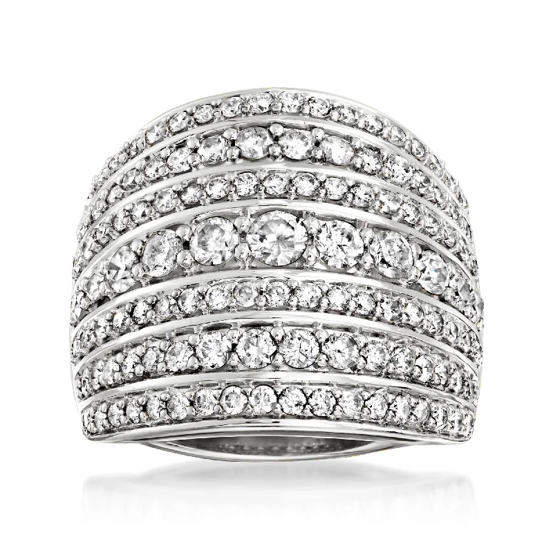 men’s fashion rings with gemstones-Ross-Simons Diamond Multi-Row Ring in Sterling Silver