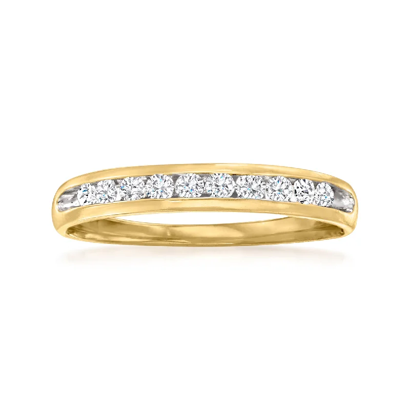 personalized engagement rings for couples-Ross-Simons Diamond Wedding Ring in 14kt Yellow Gold