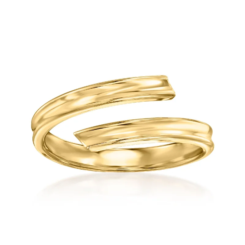 men’s rings with engraved designs-Ross-Simons Italian 14kt Yellow Gold Grooved Bypass Ring