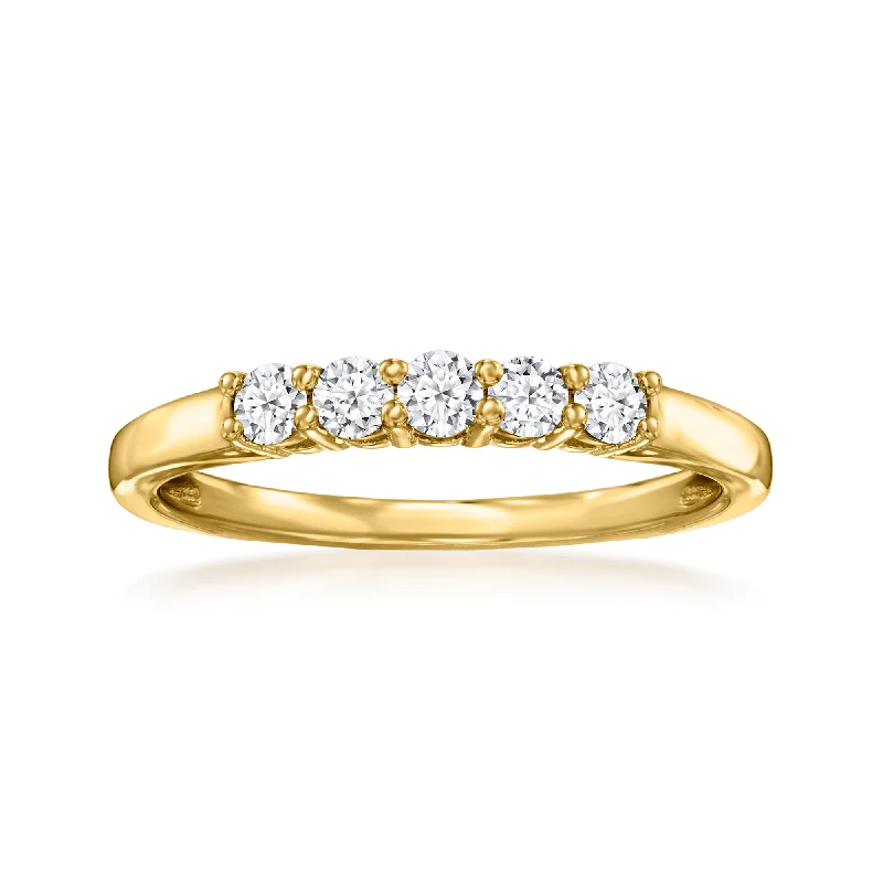 diamond rings for engagement proposals-Ross-Simons Lab-Grown Diamond 5-Stone Ring in 18kt Gold Over Sterling