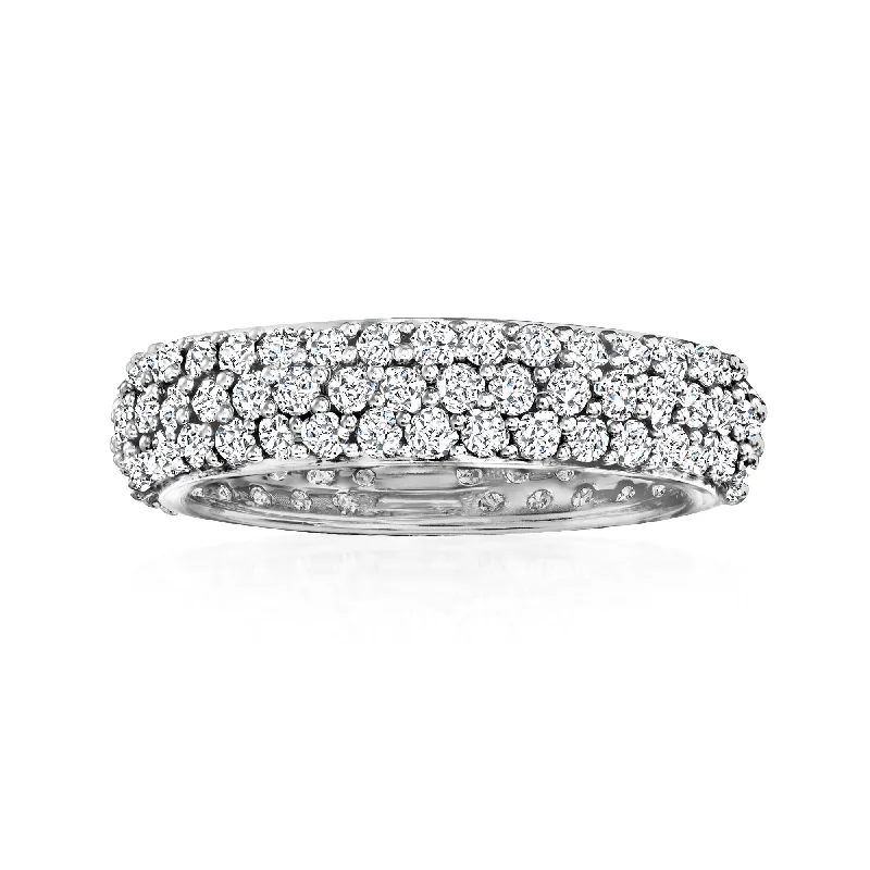 classic promise rings with diamonds-Ross-Simons Pave Diamond Eternity Band in 14kt White Gold