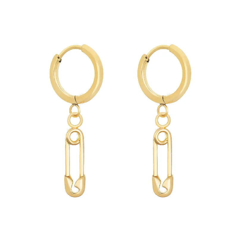 modern geometric earrings for edgy elegance -Safety Pin Earrings