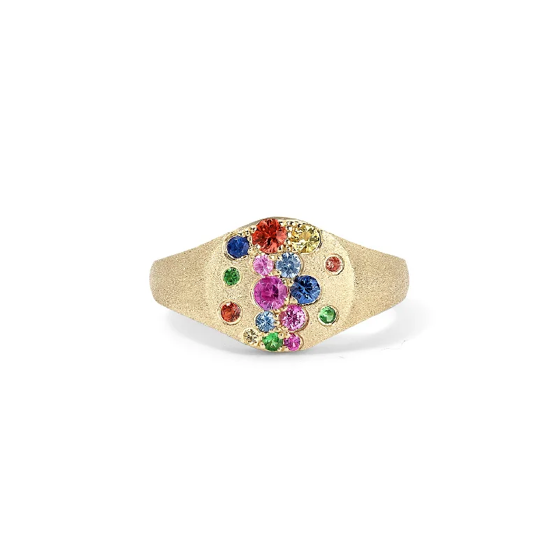 unique engagement rings for men-Scattered Rainbow Pinky Ring