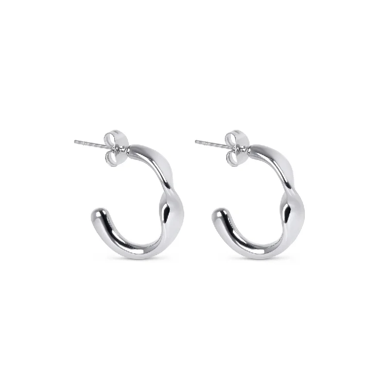 elegant hoop earrings for sophisticated style -Sculpture Half Hoop Earrings - Silver