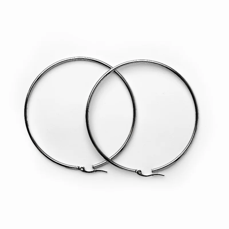 vintage-inspired earrings for retro glamour -Hoop Earrings - Silver