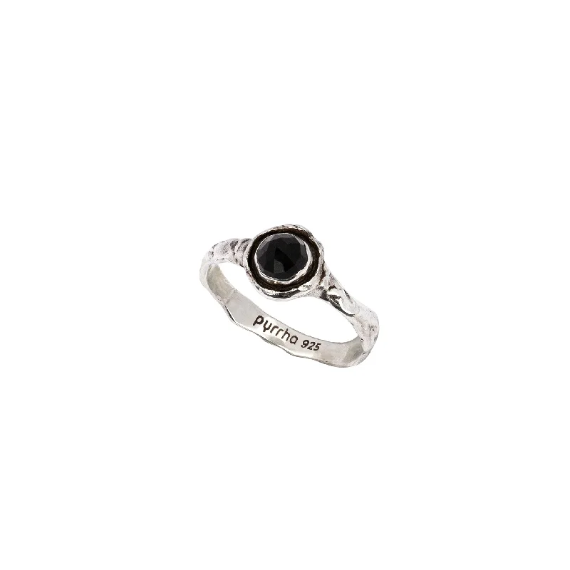 sapphire rings for engagement-Black Onyx Small Faceted Stone Talisman Ring