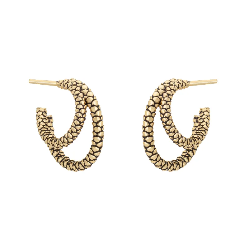 shimmering rhinestone earrings for glamorous wear -Snakeskin Double Hoops