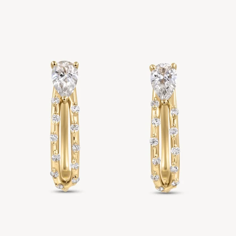 bold gold drop earrings for luxurious appeal -Starry Diamond Arrow Huggies