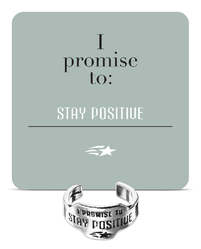 trendy gold wedding rings-Stay Positive Promise Ring