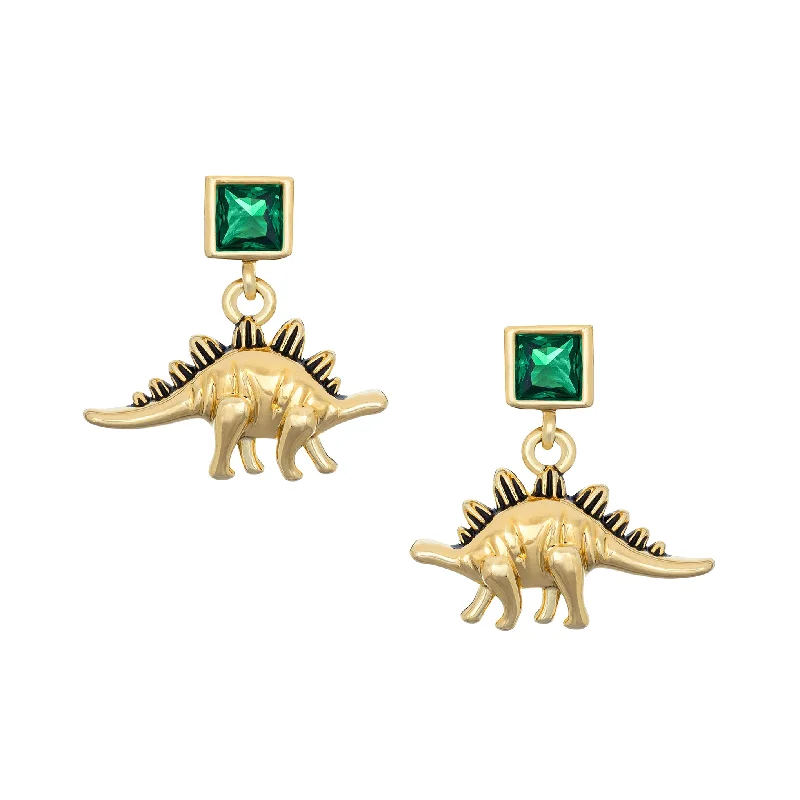 glamorous gold earrings for evening chic -Stegosaurus Earrings