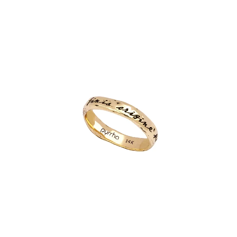 engagement rings with silver bands-The End Depends Upon The Beginning 14K Gold Poesy Ring