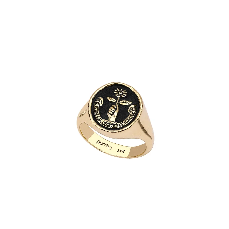 custom rings with initials for women-Tiny Victories 14K Gold Signet Ring