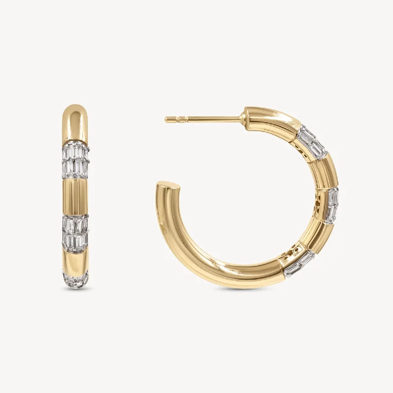 lightweight hoop earrings for casual comfort -Tusk Baguette Hoops