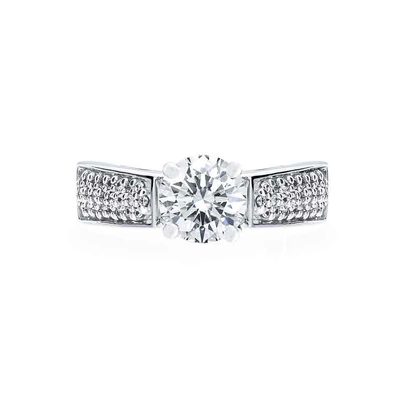 luxury silver engagement rings-3 Row Graduating Pave Diamond Engagement Ring