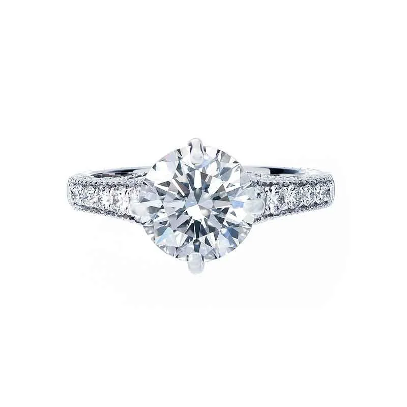 simple diamond rings for engagement-Forevermark Vintage Compass Setting Engagement Ring