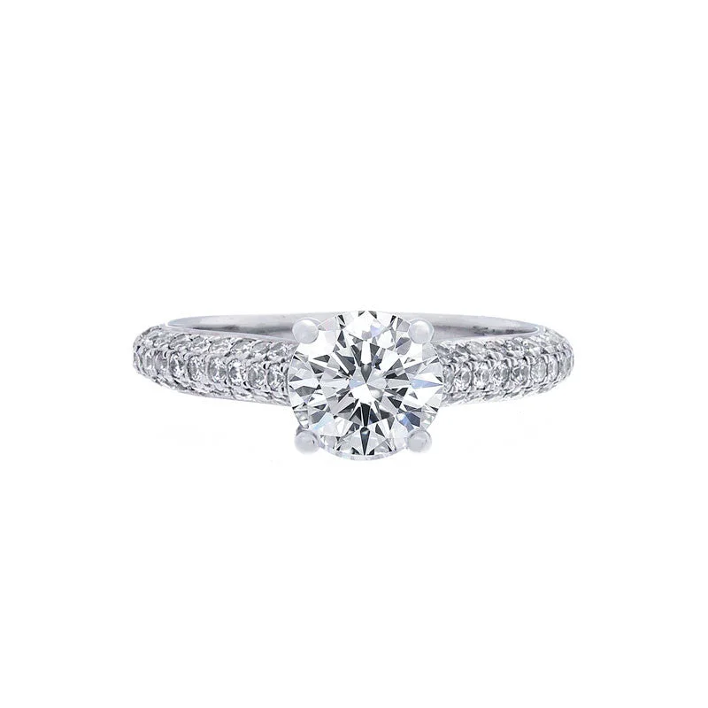 women’s promise rings with diamonds-Multi-Row Pave Engagement Ring