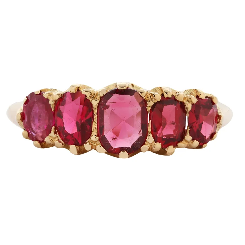 engagement rings for him with diamonds-Victorian Ruby Quintet Ring