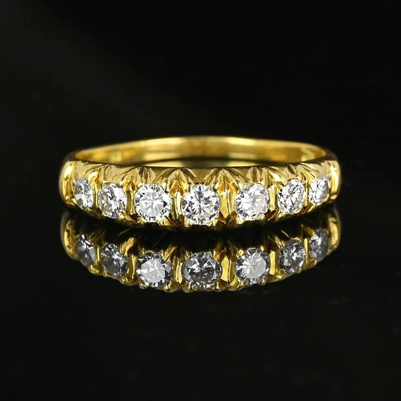 diamond rings with colored gemstones-Vintage 18K Gold Seven Stone .50 CTW Diamond Ring Band