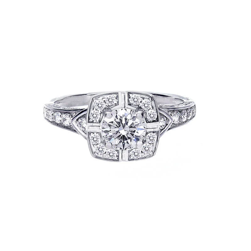 best engagement rings for brides-Vintage Cushion Halo engagement ring