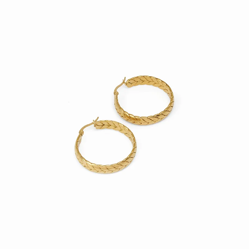 modern silver earrings for sleek looks -Woven Hoop Earrings - 18k Gold Plated